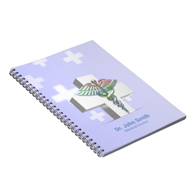 Holographic Medical 3D Caduceus White Cross Notizblock (Rechte Seite)