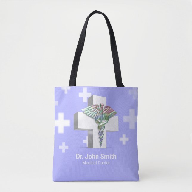 Holographic Medical 3D Caduceus White Cross Tasche (Vorderseite)