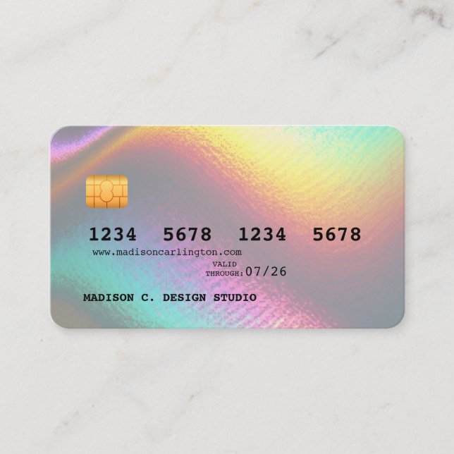 Holographic Metallic Kreditkartenstil Visitenkarte (Vorderseite)