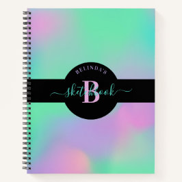 Holographic Monogram Mind Green Pink Sketchbook Notizbuch