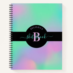 Holographic Monogram Mind Green Pink Sketchbook Notizbuch