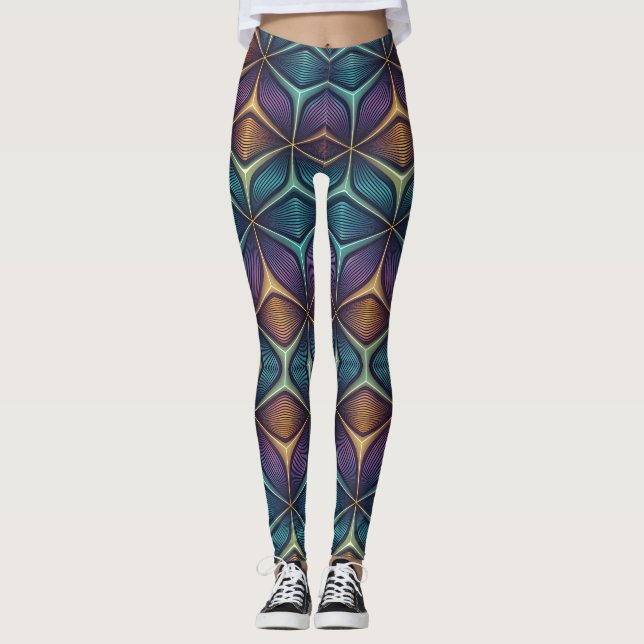 Holographic Morphing 3D Pattern | Seamless Leggings (Vorderseite)