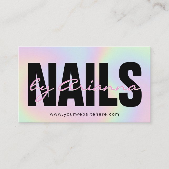 Holographic Nail Salon | Nail Tech | NagelStylist Visitenkarte (Vorderseite)