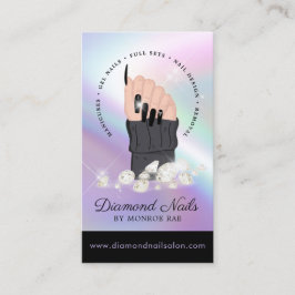 Holographic Nail Tech Nail Salon Trendy Hand Logo  Visitenkarte