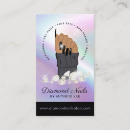 Holographic Nail Tech Nail Salon Trendy Hand Logo  Visitenkarte