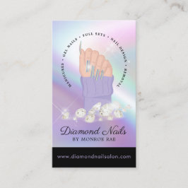 Holographic Nail Tech Nail Salon Trendy Hand Logo  Visitenkarte