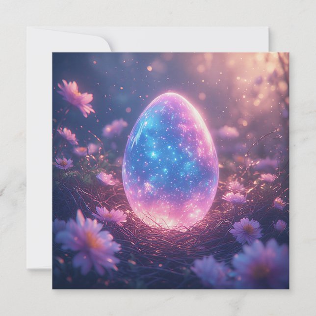 Holographic Neon Easter Egg Card Feiertagskarte (Vorderseite)