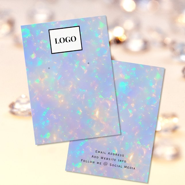 Holographic Opal Add Logo Earring Card für moderne Visitenkarte (Von Creator hochgeladen)
