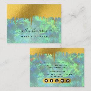 Holographic Opal & Gold Makeup Artist Beauty Salon Visitenkarte