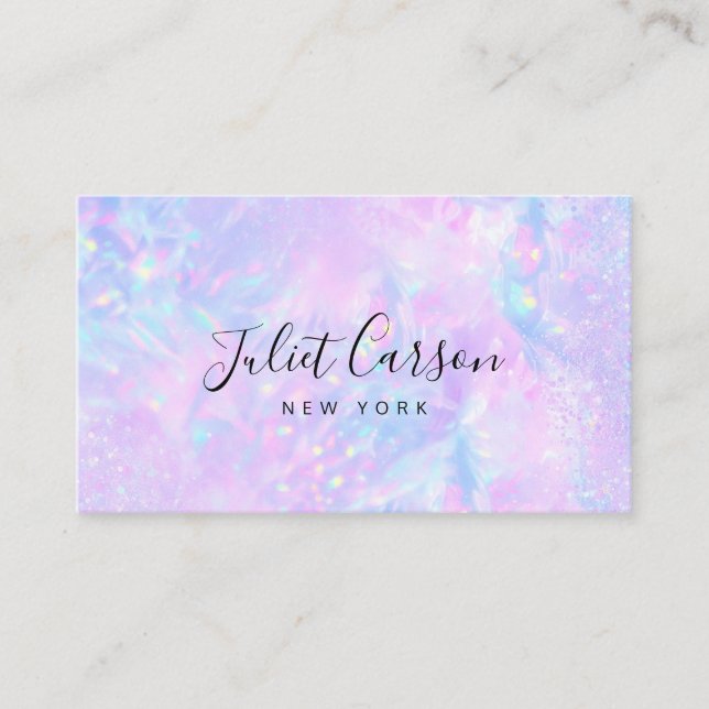  Holographic Opal Pink Business Card Visitenkarte (Vorderseite)
