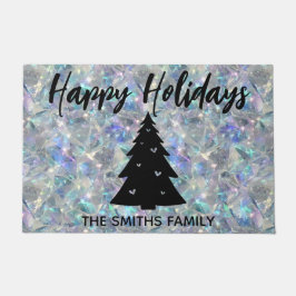 Holographic Opal Stone Background Happy Holidays Fußmatte