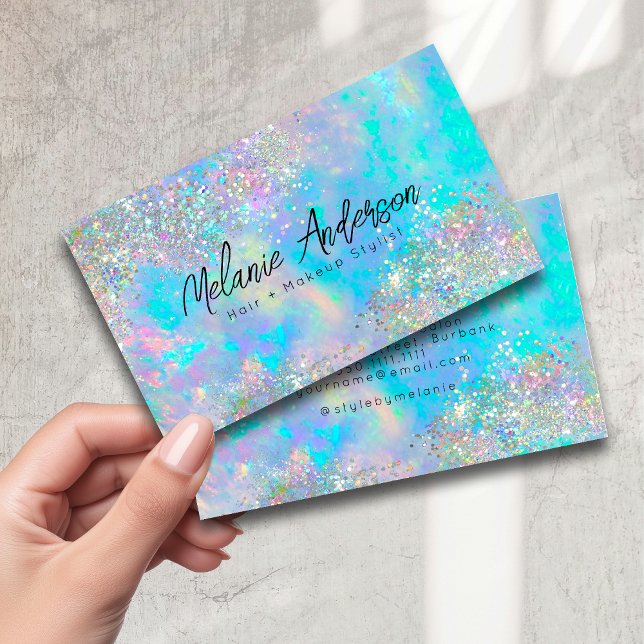 Holographic Opal Stone Glitzer Business Card Visitenkarte (Von Creator hochgeladen)
