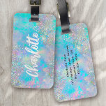 Holographic Opal Stone Glitzer Gepäckanhänger<br><div class="desc">Mit diesem wunderschönen personalisierten Gepäckanhänger können Sie Ihr Gepäck aufstocken</div>