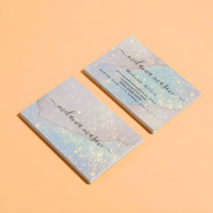 Holographic Pastel Glitzer Makeup Artist Elegant Visitenkarte