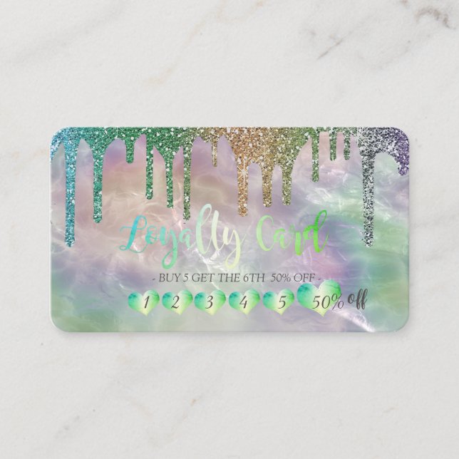 Holographic Pearl Glitzer Tropfens Modern Hearts Treuekarte (Vorderseite)