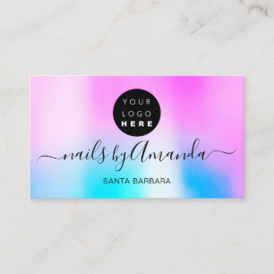 Holographic Pearly Pink Logo Nail Artist Makeup Visitenkarte