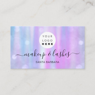 Holographic Pearly Pink Logo QR Lash Makeuails Visitenkarte