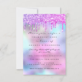 Holographic Pink Blue Brautparty Sweet 16. Einladung