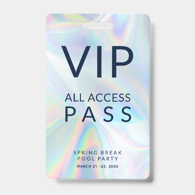 Holographic Pool Party VIP All Access Pass Event Ausweis (Vorderseite)