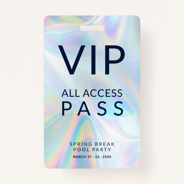 Holographic Pool Party VIP All Access Pass Event Ausweis (Vorderseite)