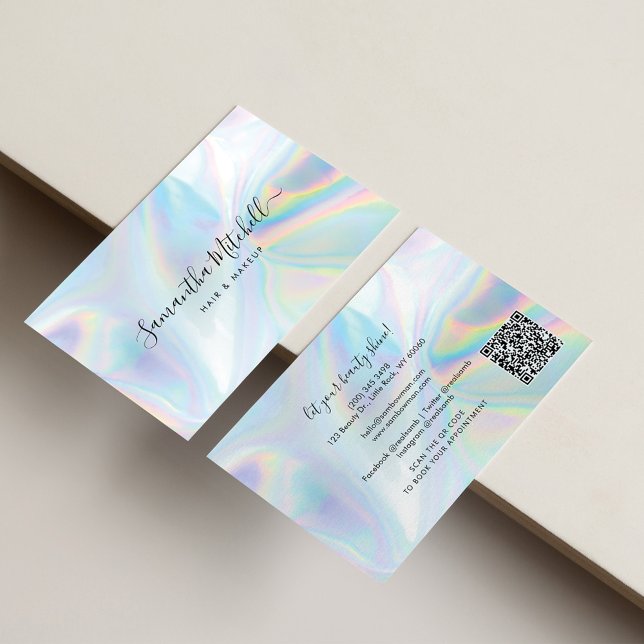 Holographic QR Code Beautician Salon Handmade Visitenkarte (Von Creator hochgeladen)