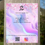 Holographic qr code instagramm text business logo flyer<br><div class="desc">Personalisieren Sie Ihr Firmenlogo,  Ihren Namen,  Ihre Adresse,  Ihren Text,  Ihren eigenen QR-Code und fügen Sie ihn Ihrem Instragentenkonto hinzu. Rosa,  lila,  blau,  holografischer Untergrund mit Konfetti.</div>