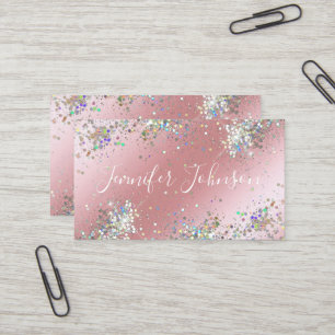 Holographic Rose Gold Glitzer Makeup Artist Girly Visitenkarte