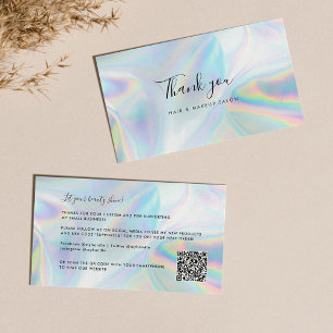 Holographic Script Beauty Salon QR Code Vielen Dan Visitenkarte