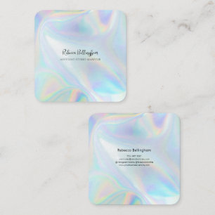 Holographic Script Business Owner Modern Quadratische Visitenkarte
