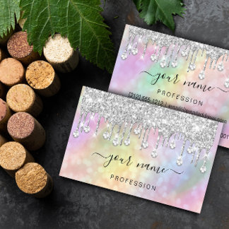 Holographic Silver Glitzer Tropfens Makeup Artist Visitenkarte
