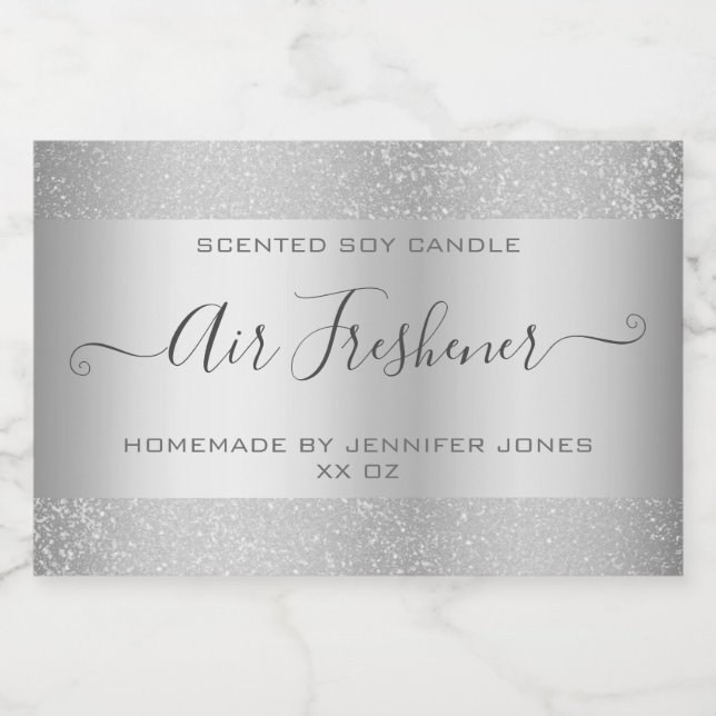 Holographic Silver Ombre Glitzer Candle Packaging Lebensmitteletikett (Einzelnes Label)