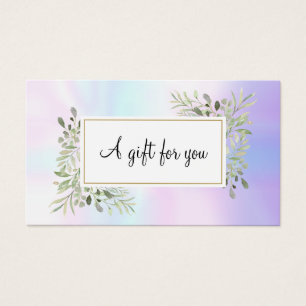 Holographic Spring Leaves Script Gift Certificate