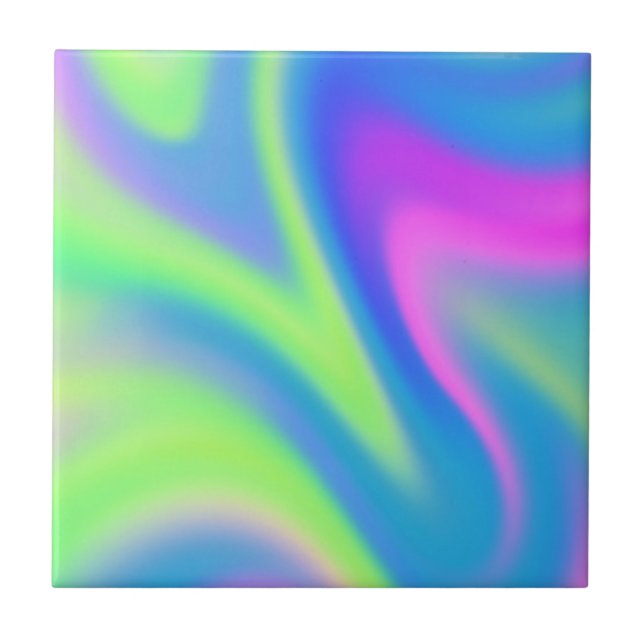 Holographic Tie Dye Ceramic Tile Fliese (Vorderseite)