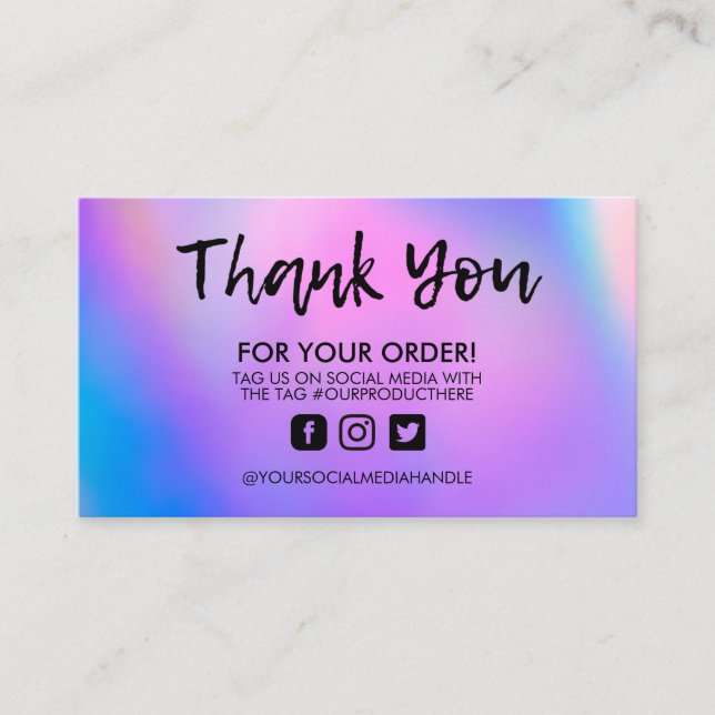 Holographic Trendy Salon Danke Business Card Visitenkarte (Vorderseite)