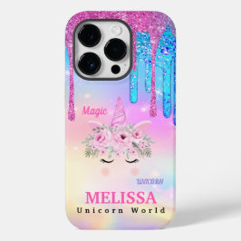 Holographic Unicorn Blume Glitzer Case-Mate iPh iPhone 14 Pro Hülle