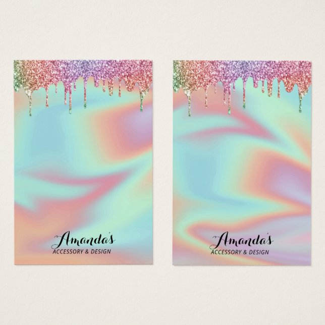 Holographic Unicorn Glitzer Tropfen Earring Displa (Vorne & Hinten)