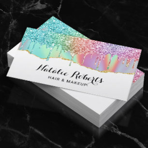 Holographic Unicorn Glitzer Tropfens Beauty Salon  Visitenkarte