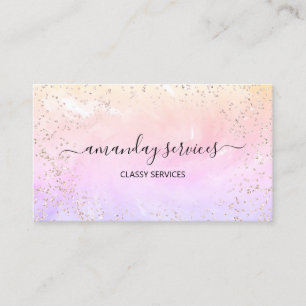 Holographic Unicorn Rainbow Confetti Boutique Bus Visitenkarte