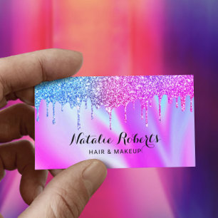 Holographic Unicorn Tropfens Beauty Salon Pink Blu Visitenkarte