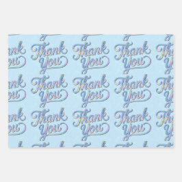 Holographic Vielen Dank, Script Wrapping Paper Geschenkpapier Set