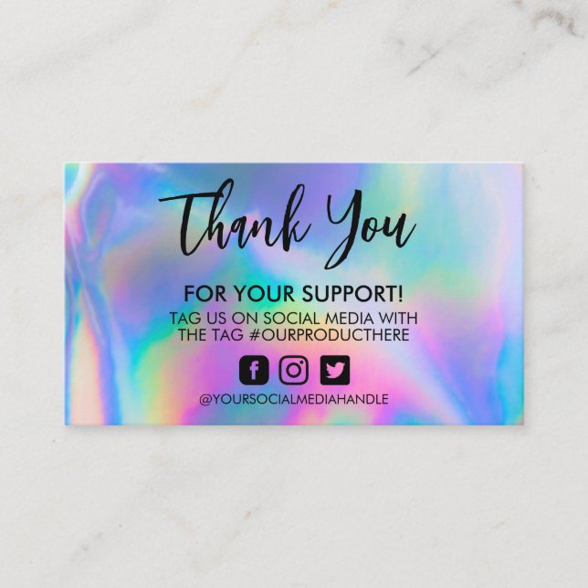 Holographic Vielen Dank Trendy Salon Business Card Visitenkarte (Vorderseite)