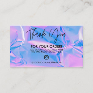 Holographic Vielen Dank Trendy Salon Business Card Visitenkarte