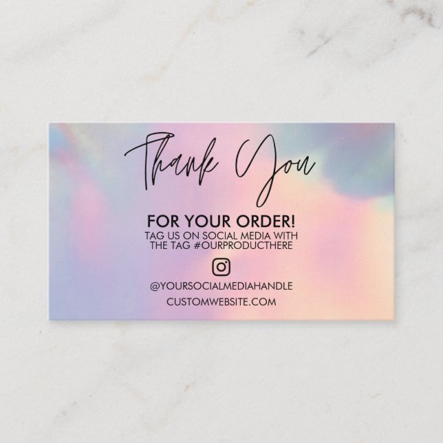 Holographic Vielen Dank Trendy Salon Business Card Visitenkarte (Vorderseite)