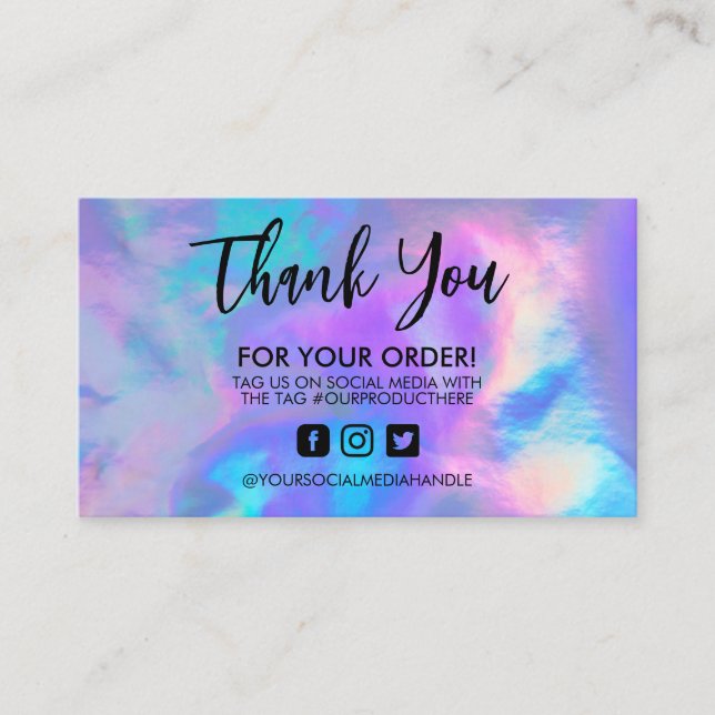 Holographic Vielen Dank Trendy Salon Business Card Visitenkarte (Vorderseite)