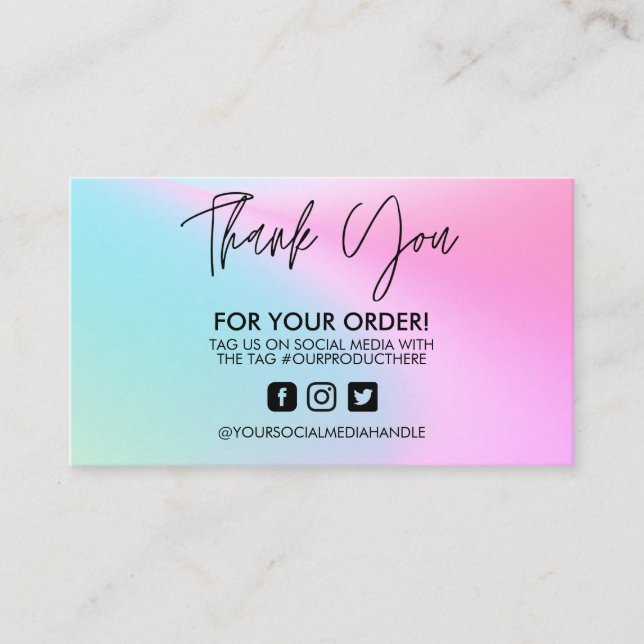 Holographic Vielen Dank Trendy Salon Business Card Visitenkarte (Vorderseite)