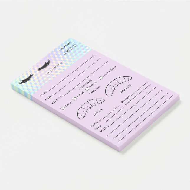 Holographic Wimpern-Klienten-Formular Post-it Klebezettel (angewinkelt)