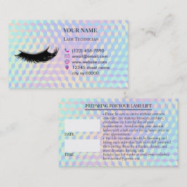 Holographic Wimpern Vor der Pflege Termin Karte