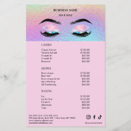 Holographic Wimpernsalon-Preisliste Menü