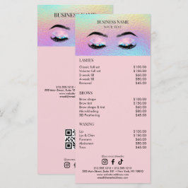 Holographic Wimpernsalon-Preisliste Menükarte