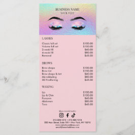 Holographic Wimpernsalon-Preisliste Menükarte
